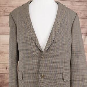 Lauren Ralph Lauren Blazer Mens 48L Brown Check Wool Tweed Sport Coat Jacket